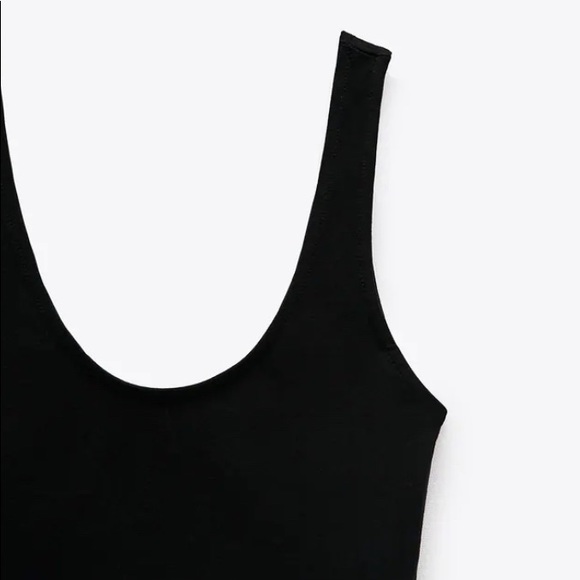 Black Scoop Neck Ribbed Bodysuit - Picture 2 of 3